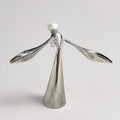 Modern Chrome Flying Bird Sculpture with Pedestal New